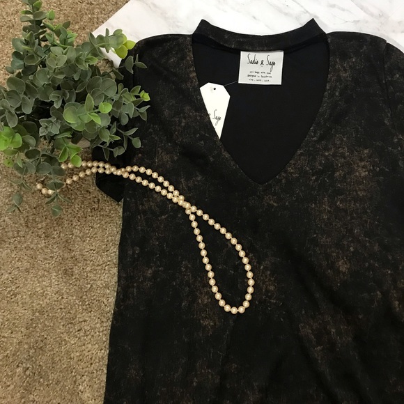 Sadie & Sage Tops - Sadie + Sage | Black Acid Wash Choker Tee